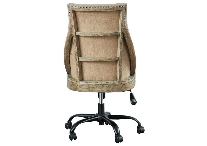 Off White Linen Swivel Desk Chair by Ashley Furniture Showing the Back View | Home Furniture Plus Bedding