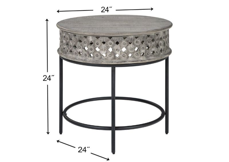 Dimension Details on the Rastella End Table  | Home Furniture Plus Bedding
