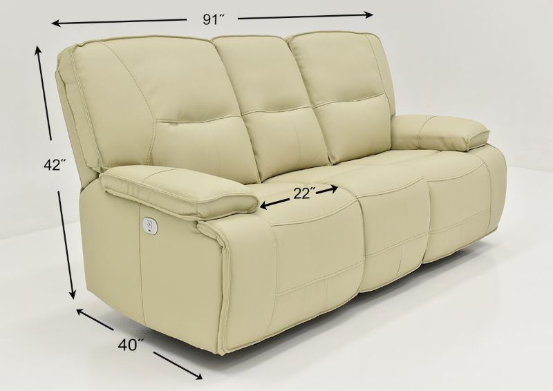 Dimension Details on the Off White Spartacus POWER Reclining Sofa | Home Furniture Plus Bedding