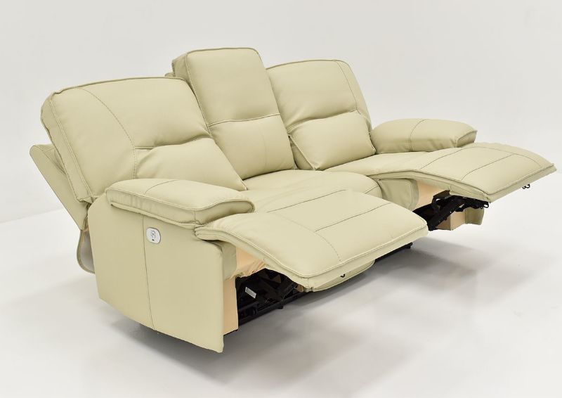 Angled View with 2 Recliners Open on the Off White Spartacus POWER Reclining Sofa | Home Furniture Plus Bedding