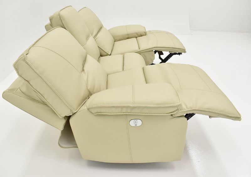 Side View of Two Opened and Reclined Seats on the Off White Spartacus POWER Reclining Sofa | Home Furniture Plus Bedding