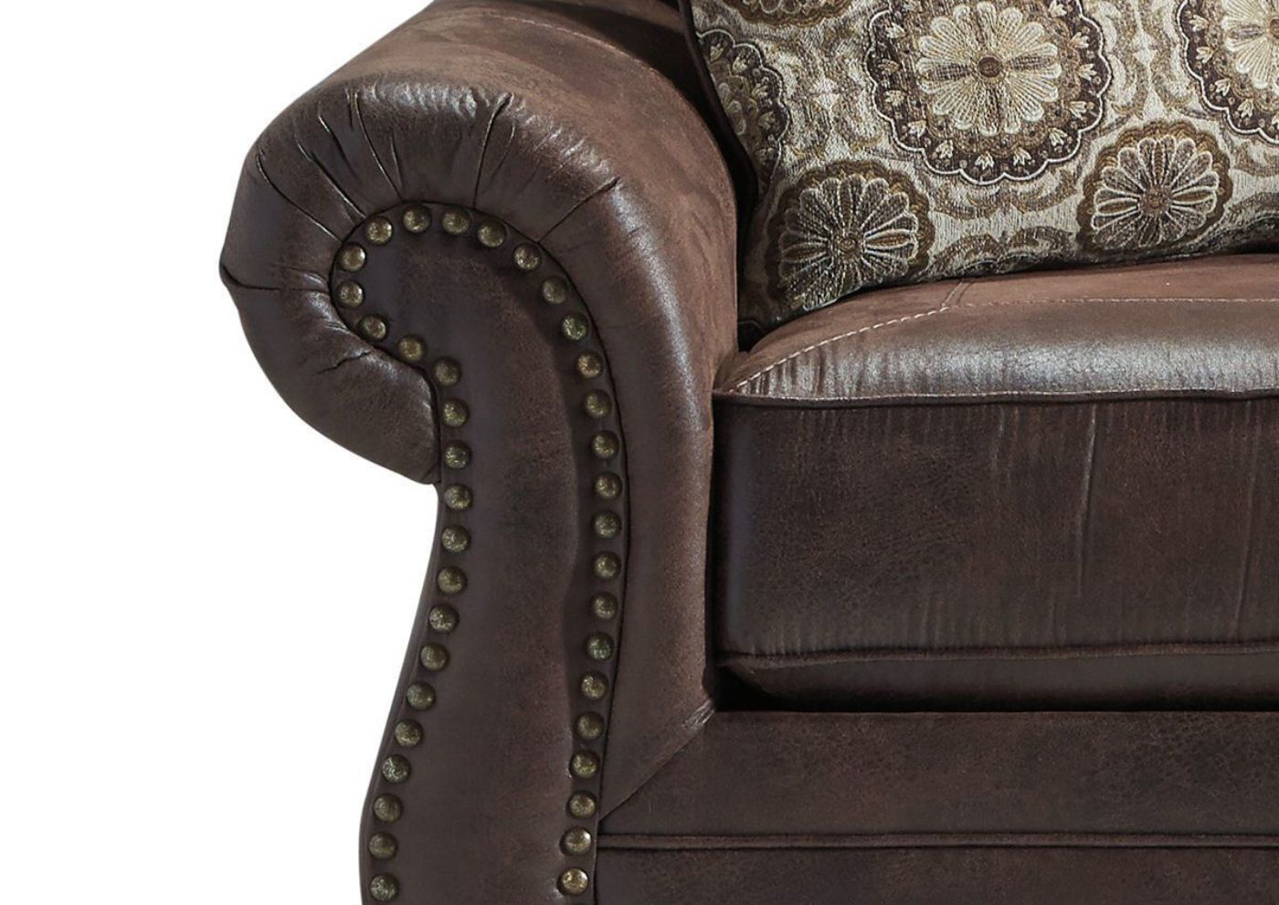 Close Up of the arm on the Breville Loveseat by Ashley Furniture | Home Furniture Plus Bedding
