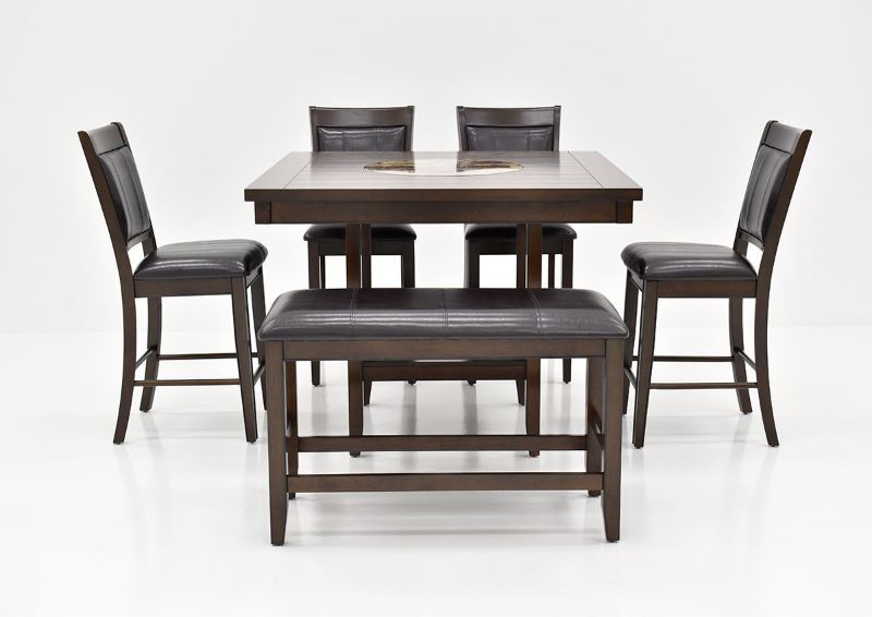 Front View of the Dark Brown Fulton Bar Height Dining Set by Crown Mark | Home Furniture Plus Mattress