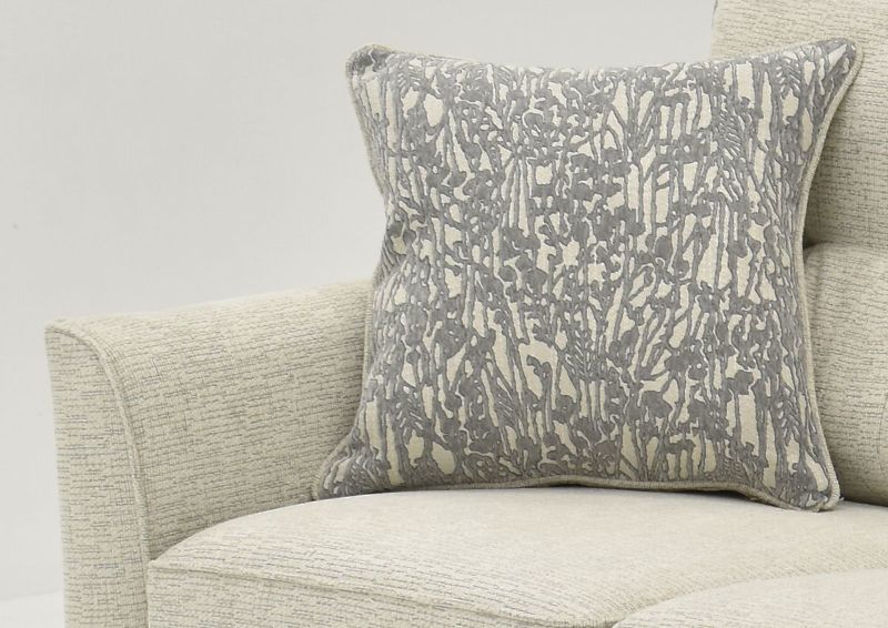 Close Up of a Patterned Accent Pillow on the Oliver Sofa in Sand (Off White) by Behold Home | Home Furniture Plus Bedding