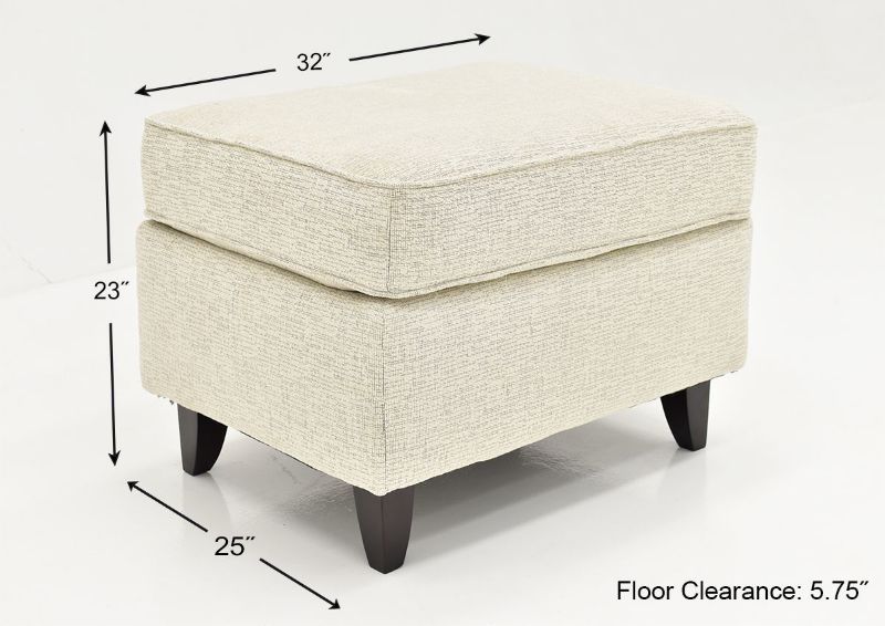 Dimension Details on the Oliver Ottoman in Sand (Off White) by Behold Home | Home Furniture Plus Bedding