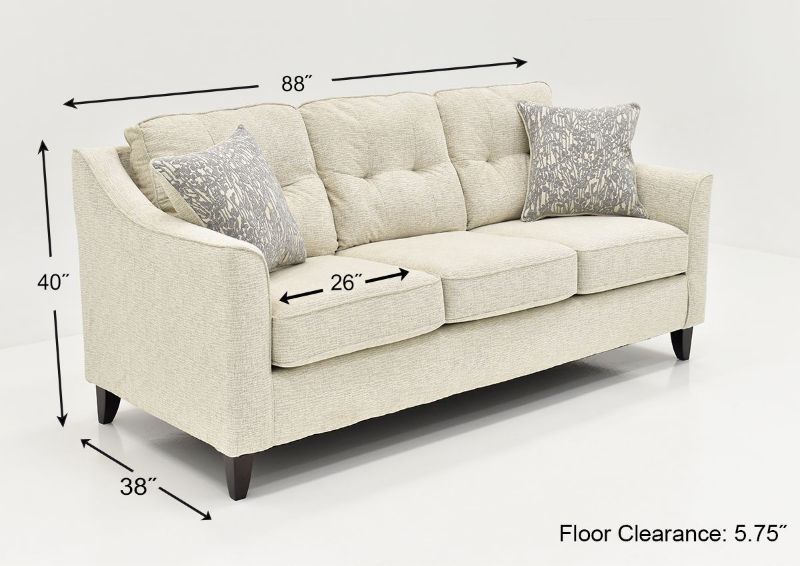 Dimension Details on the Oliver Sofa in Sand (Off White) by Behold Home | Home Furniture Plus Bedding