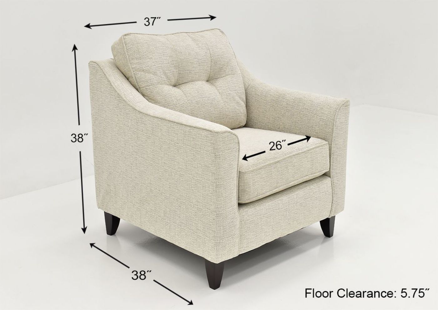 Dimension Details on the Oliver Chair in Sand (Off White) by Behold Home | Home Furniture Plus Bedding