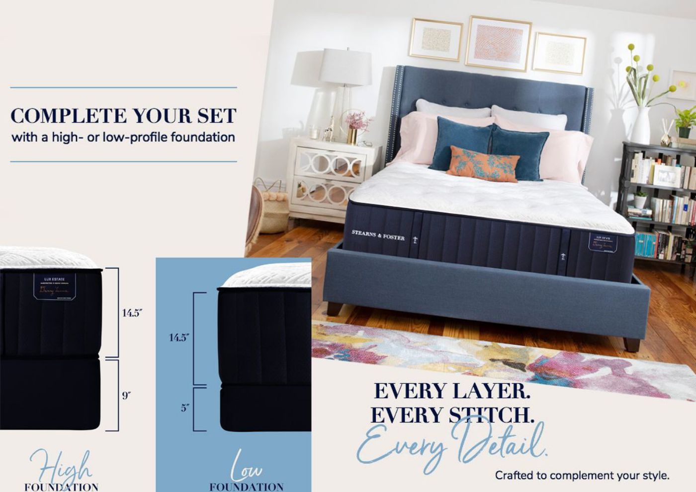 Stationary Foundation Options for the Cassatt Luxury Plush Mattress by Stearns & Foster® in Full Size | Home Furniture Plus Bedding
