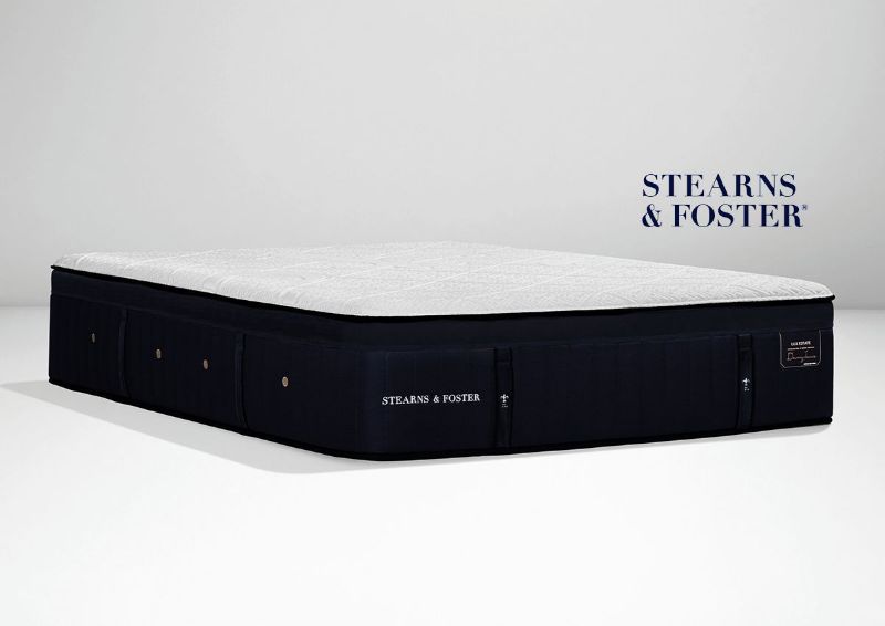 Angled view of the Pollock Luxury Cushion Firm Mattress by Stearns & Foster® in Full Size | Home Furniture Plus Bedding