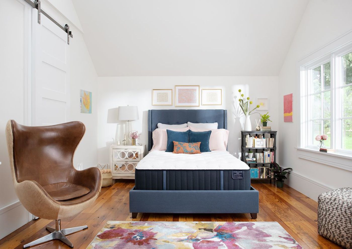 Room View of the Unmade Hurston Luxury Cushion Firm Mattress by Stearns &amp; Foster® in King Size | Home Furniture Plus Bedding