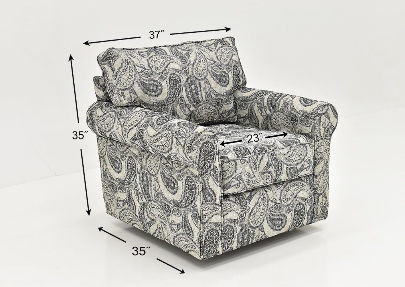 Dimension Details of the Cooper Swivel Chair - Off White by Behold Home | Home Furniture Plus Bedding
