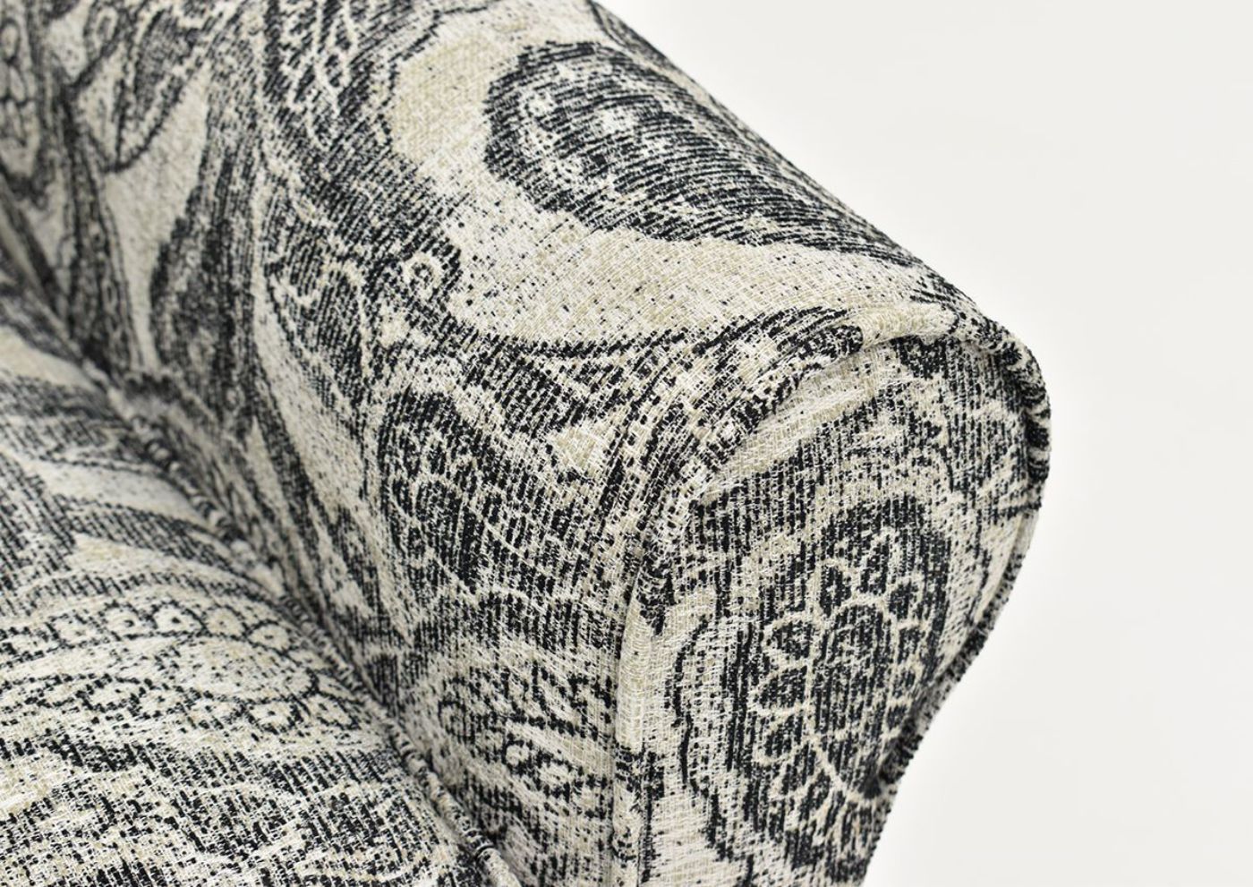 Close Up of the Rolled Arm on the Cooper Swivel Chair - Off White by Behold Home | Home Furniture Plus Bedding