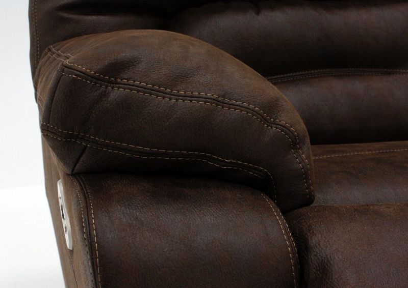 Brown Legacy POWER Reclining Sectional Pillow Arm Detail | Home Furniture Plus Bedding