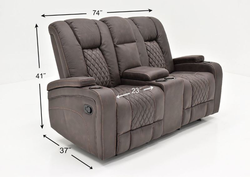 Dimension Details of the Aiden Reclining Loveseat by Man Wah | Home Furniture Plus Bedding