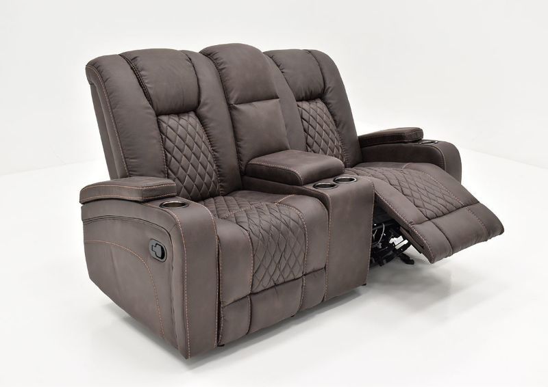 Slightly Angled View of the Aiden Reclining Loveseat by Man Wah  with Far Chaise Open | Home Furniture Plus Bedding