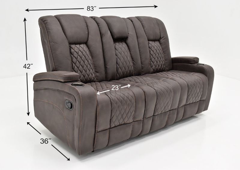 Dimension Details of the Aiden Reclining Sofa by Man Wah | Home Furniture Plus Bedding
