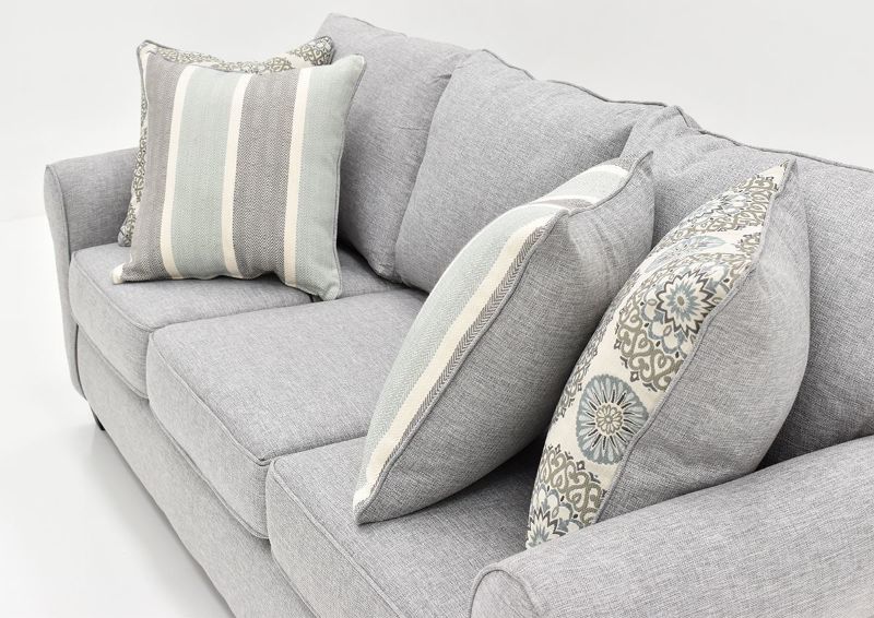 Angled Side View Displaying the Accent Pillows on the Vivian Sofa by Behold Home | Home Furniture Plus Bedding