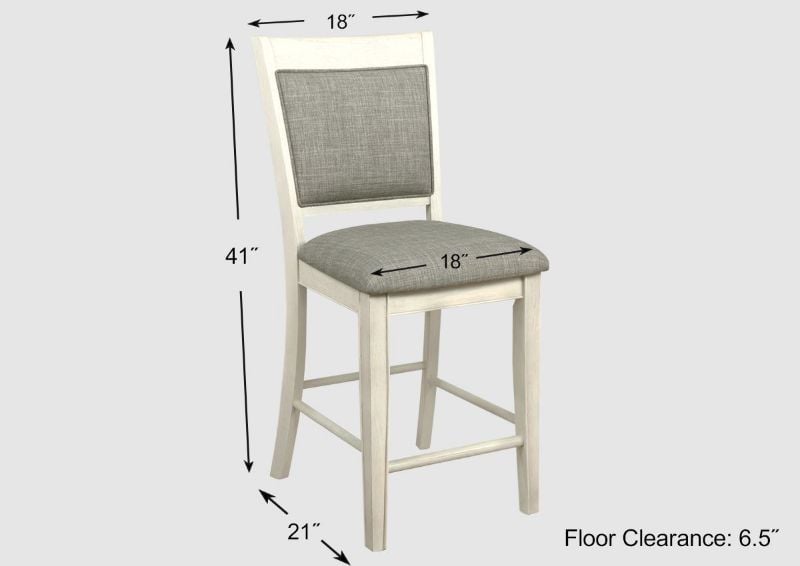 Dimension Details the Chalk Gray Fulton Stool by Crown Mark  | Home Furniture Plus Bedding