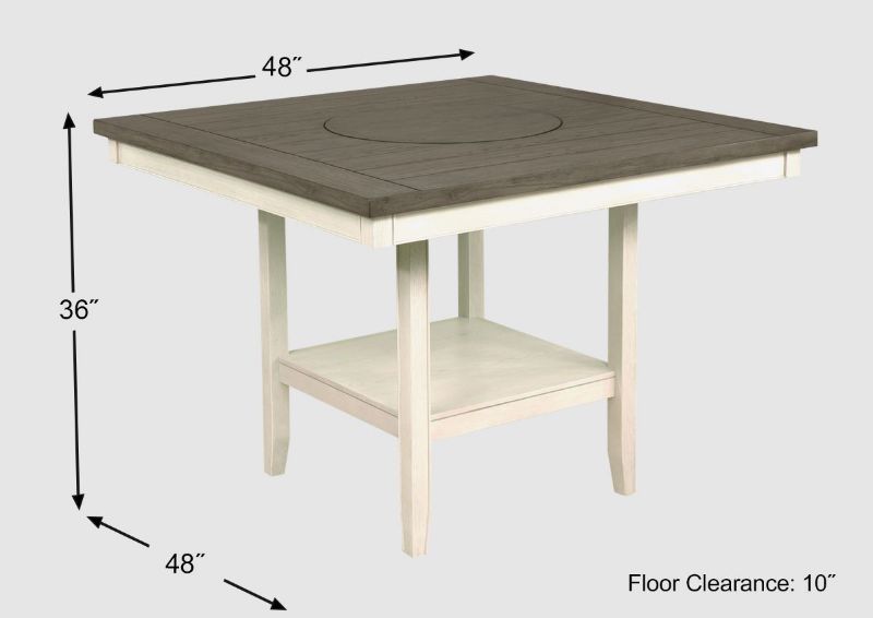 Dimension Details the Chalk Gray Fulton Pub Table by Crown Mark  | Home Furniture Plus Bedding