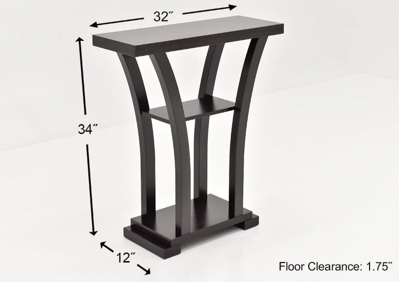 Dimensions Details of the Dark Brown Draper Sofa Table by Crown Mark International | Home Furniture Plus Bedding