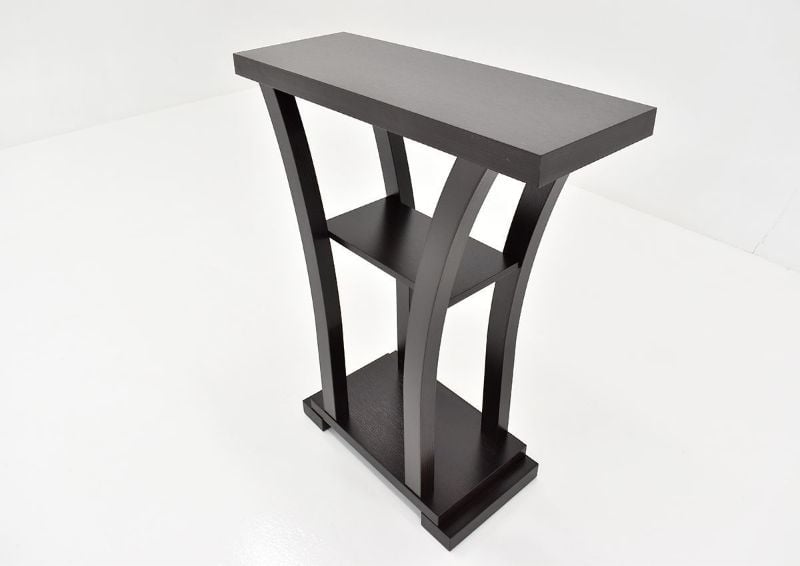 Slightly Angled View of the Dark Brown Draper Sofa Table by Crown Mark International  | Home Furniture Plus Bedding