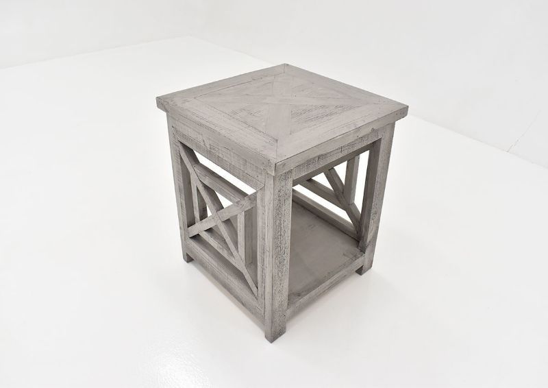 Slightly Slanted Overhead View of the Grande End Table by Vintage Furniture, LLC | Home Furniture Plus Bedding