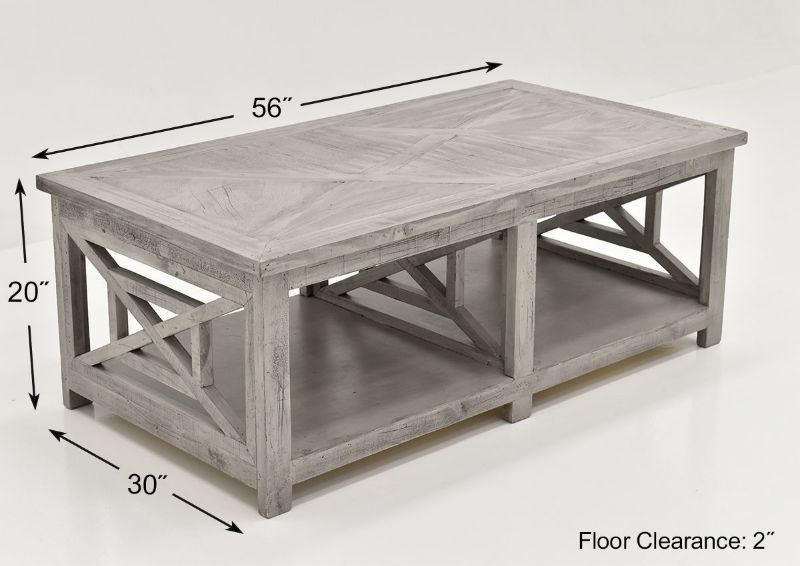 Dimension Details of the Grande Coffee Table by Vintage Furniture, LLC | Home Furniture Plus Bedding