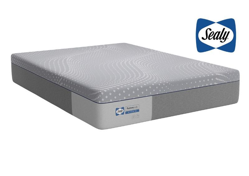Slightly Angled View of the Sealy Posturepedic Hybrid Lacey Firm Mattress in Full Size | Home Furniture Plus Bedding