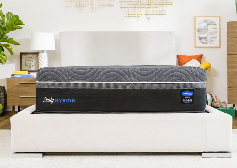 View from the Foot of the Sealy Hybrid Premium Silver Chill Firm Mattress In a Room Setting | Home Furniture Plus Bedding