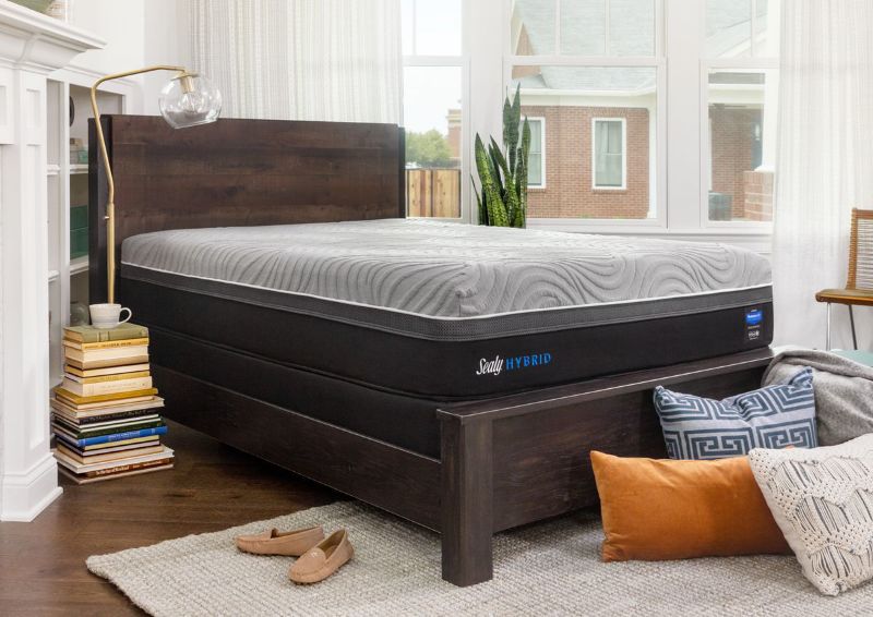 Slightly Angle View of the Sealy Hybrid Performance Copper II Firm Mattress Full Size In a Room Setting | Home Furniture Plus Bedding