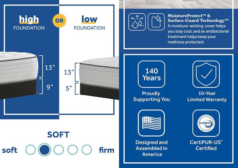 Product Information Card of the Sealy Summer Rose Plush Mattress in Full | Home Furniture Plus Bedding