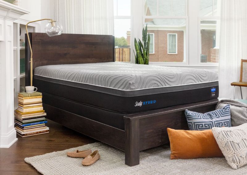 Slightly Angle View of the Sealy Hybrid Performance Copper II Firm Mattress King Size In a Room Setting | Home Furniture Plus Bedding