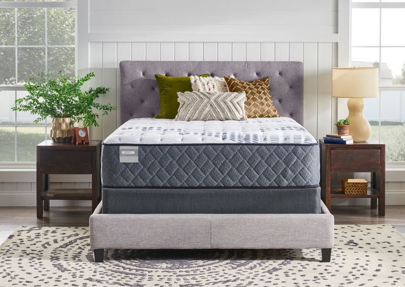 View From the Foot of the Sealy Posturepedic Mirabai Firm Mattress In a Room Setting | Home Furniture Plus Bedding