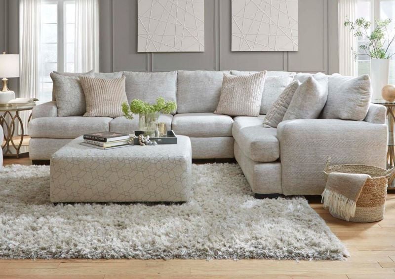Room View of Gabriella Sectional Sofa with Ottoman in Foreground. Ottoman Sold Separately | Home Furniture Plus Bedding