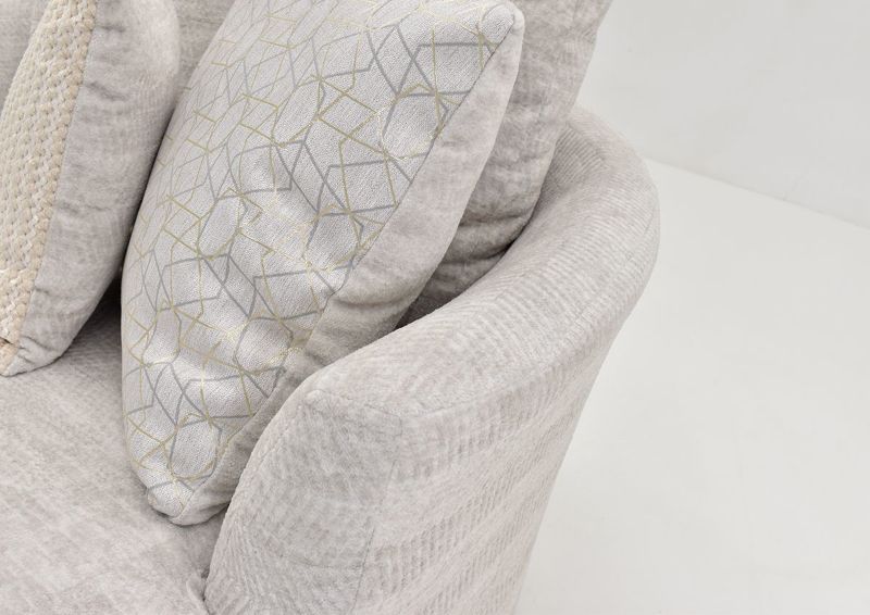Close Up of the Arm Area with Accent Pillow on the Gabriella Swivel Chair | Home Furniture Plus Bedding