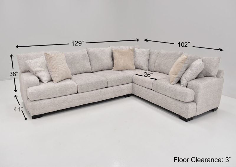Dimension Details on the Gabriella Sectional Sofa | Home Furniture Plus Bedding