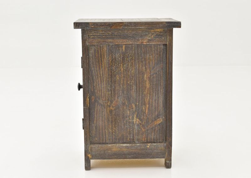 Side Facing View of the Rustic Brown Pueblo Chairside End Table by Vintage Furniture LLC | Home Furniture Plus Bedding