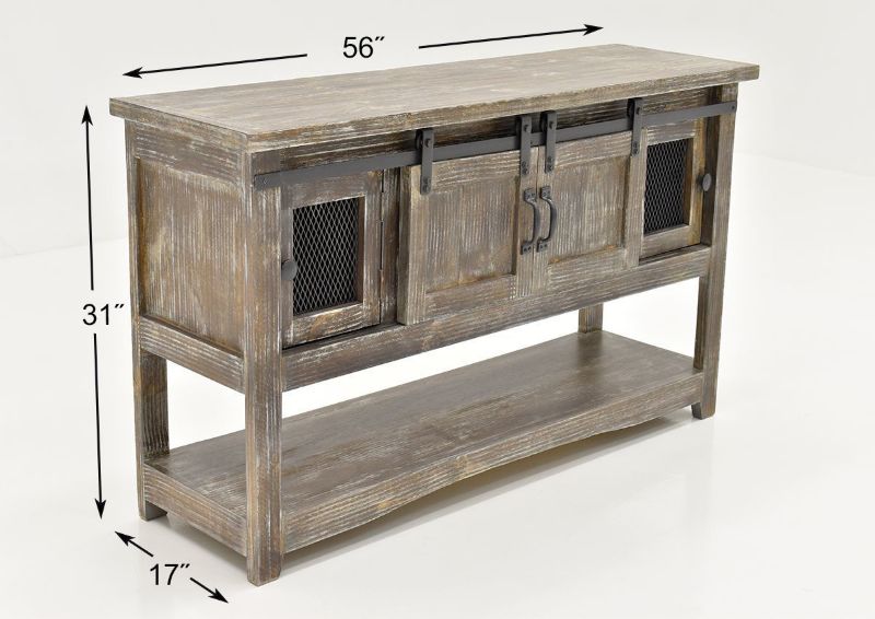 Dimension Details of the Rustic Brown Pueblo Sofa/Console Table by Vintage Furniture LLC | Home Furniture Plus Bedding
