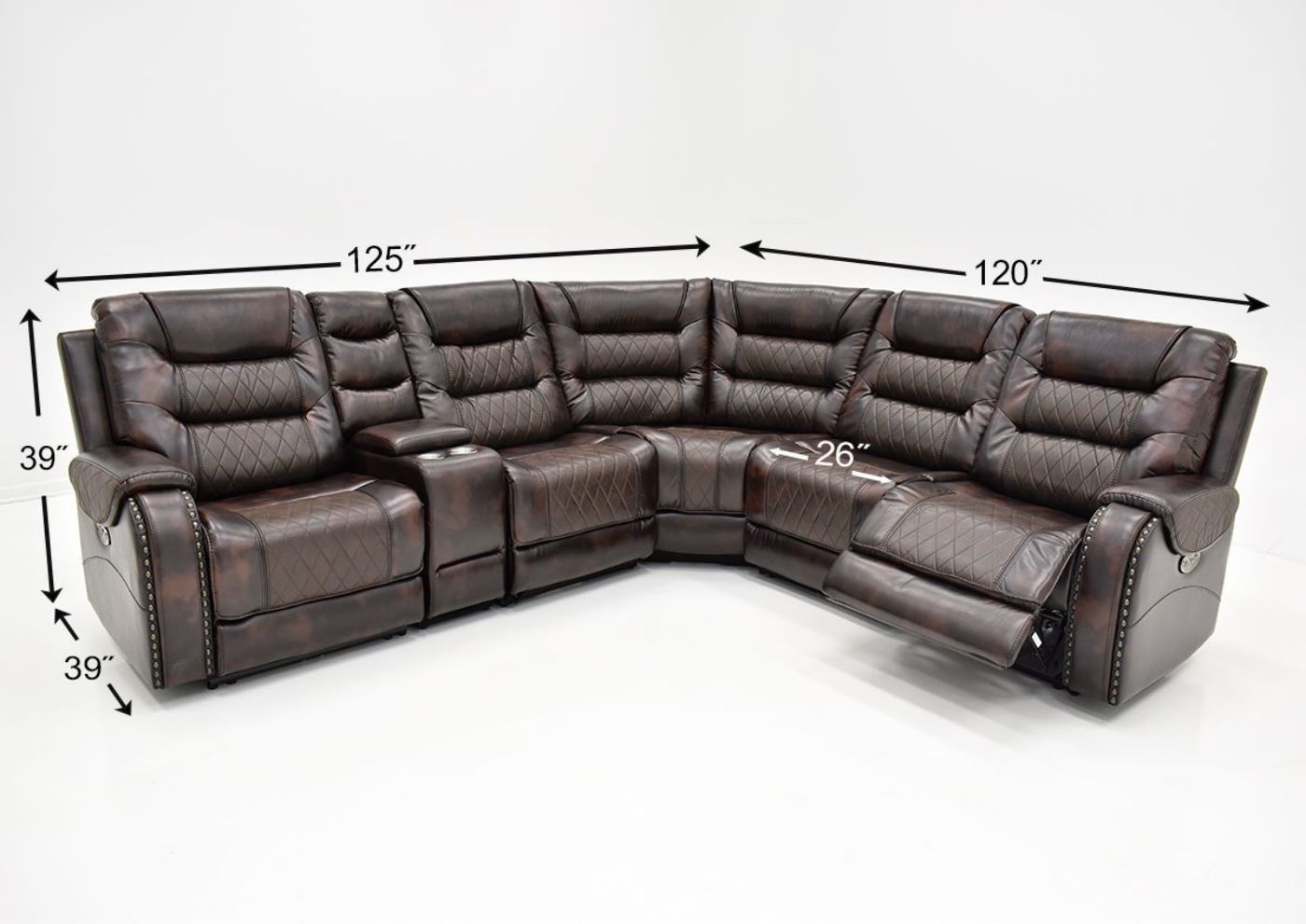 Picture of Granger POWER Reclining Sectional Sofa - Brown