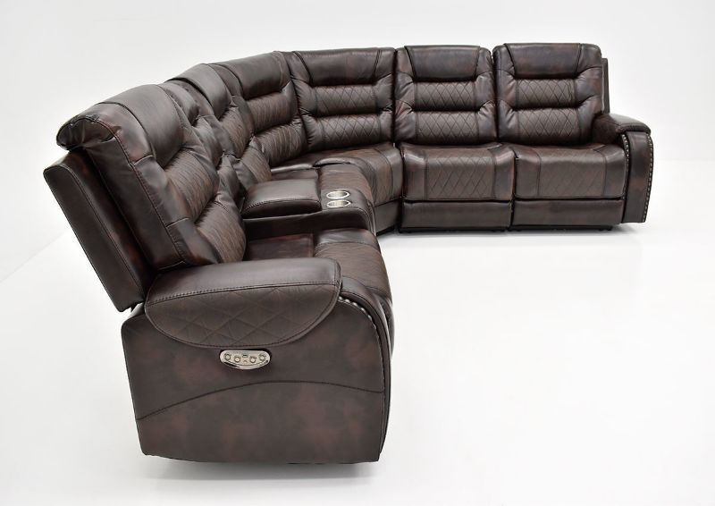 Side View with Recliners Closed on the Granger POWER Reclining Sectional Sofa - Brown | Home Furniture Plus Bedding