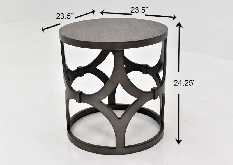 Dark Gray Reese End Table by Lane Furnishings Showing the Dimensions | Home Furniture Plus Mattress