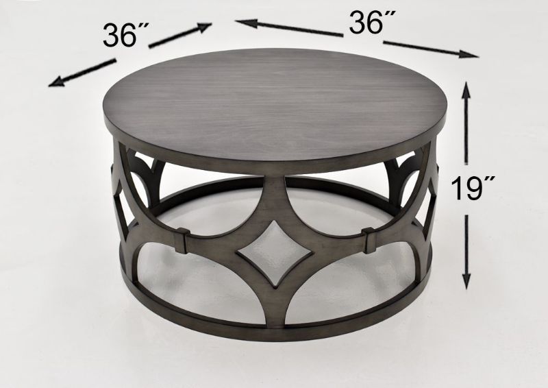 Dark Gray Reese Coffee Table by Lane Furnishing Showing the Dimensions | Home Furniture Plus Bedding