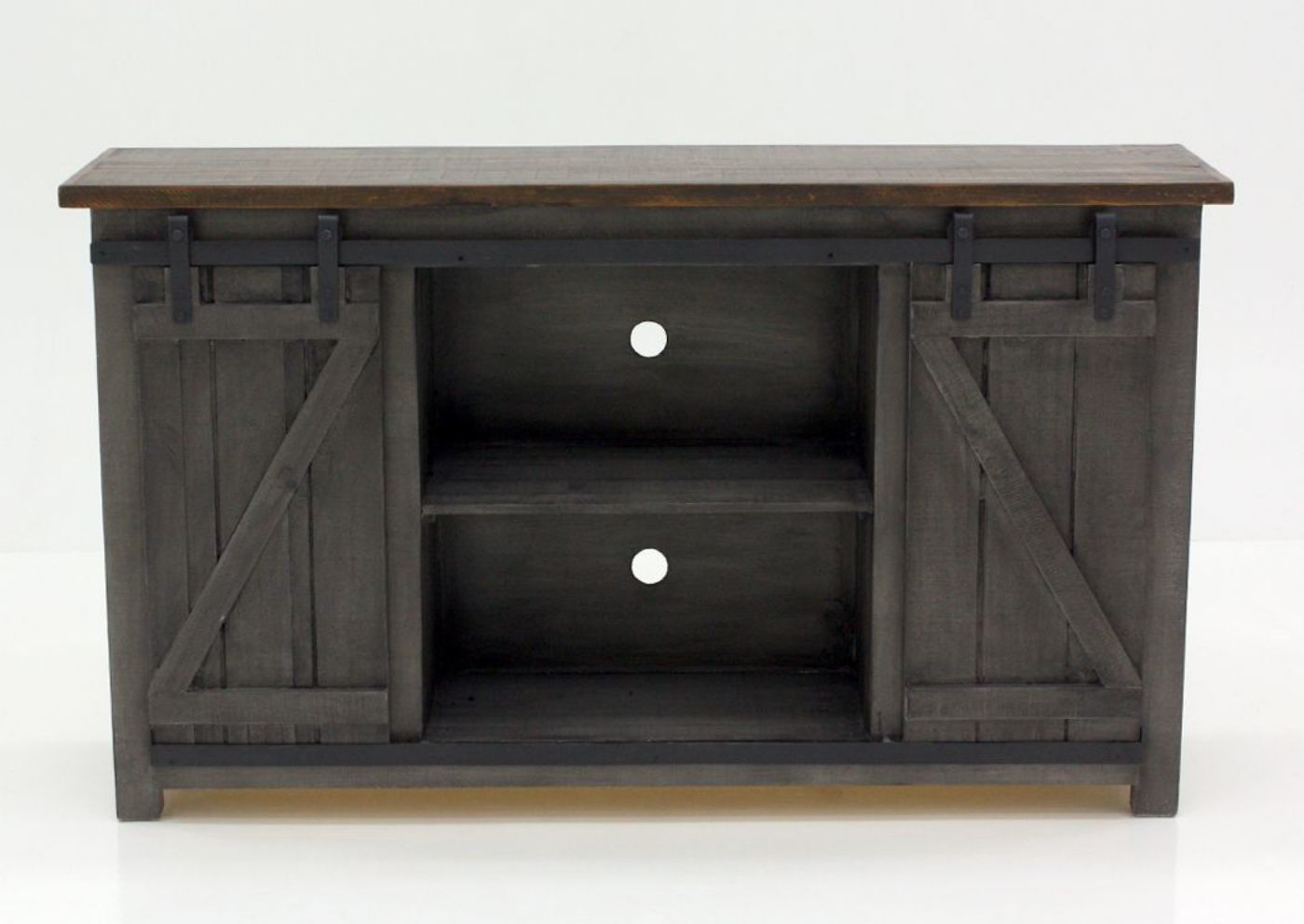 Gray and Brown Diego TV Console Facing Front | Home Furniture Plus Bedding