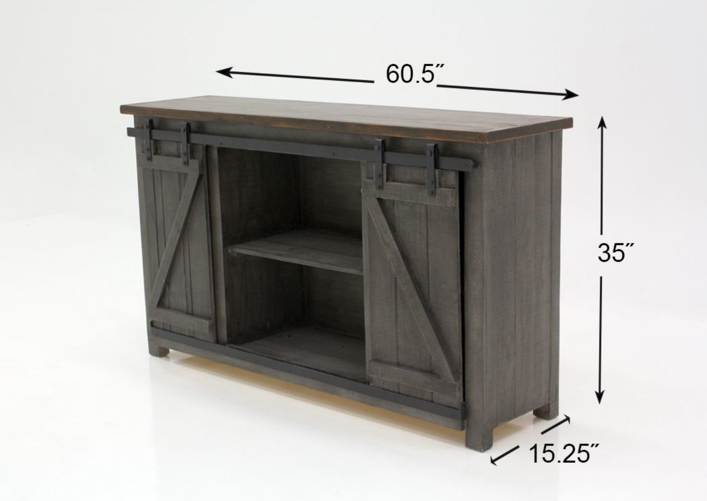 Gray and Brown Diego TV Console Dimensions | Home Furniture Plus Bedding