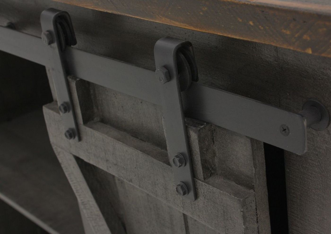 Gray and Brown Diego TV Console Metal Barn Door Hardware | Home Furniture Plus Bedding