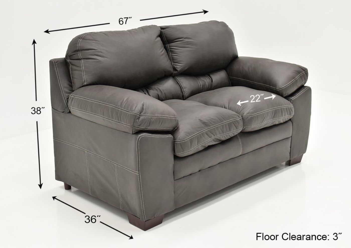 Dimension Details on the Bolton Loveseat – Gray | Home Furniture Plus Bedding