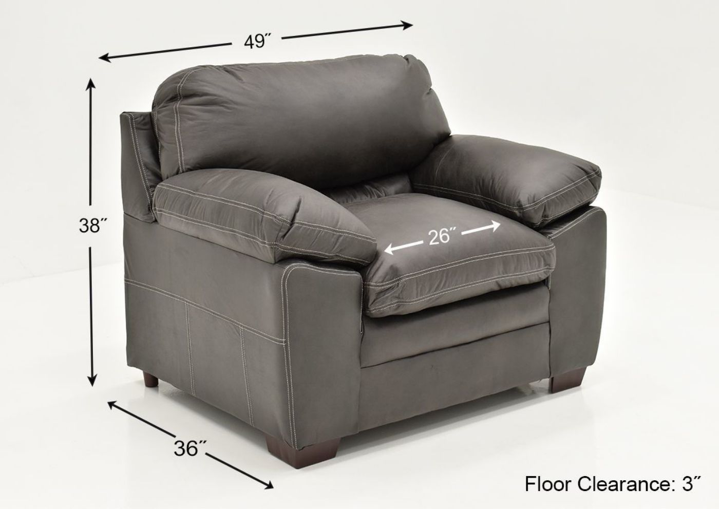 Dimension Details on the Bolton Chair – Gray | Home Furniture Plus Bedding