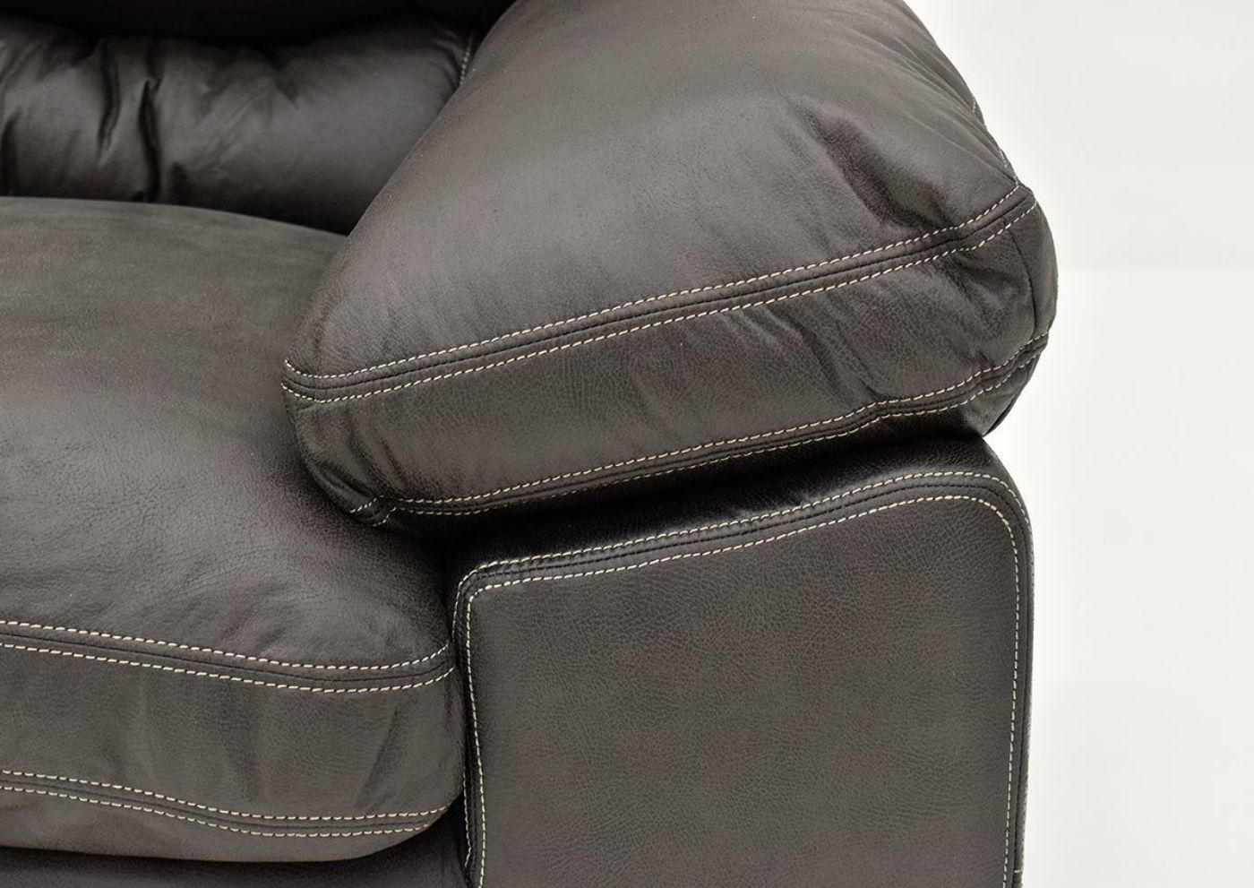 Front Facing View of the Cushion Arms and Accent Stitching on the Bolton Collection - Gray | Home Furniture Plus Bedding