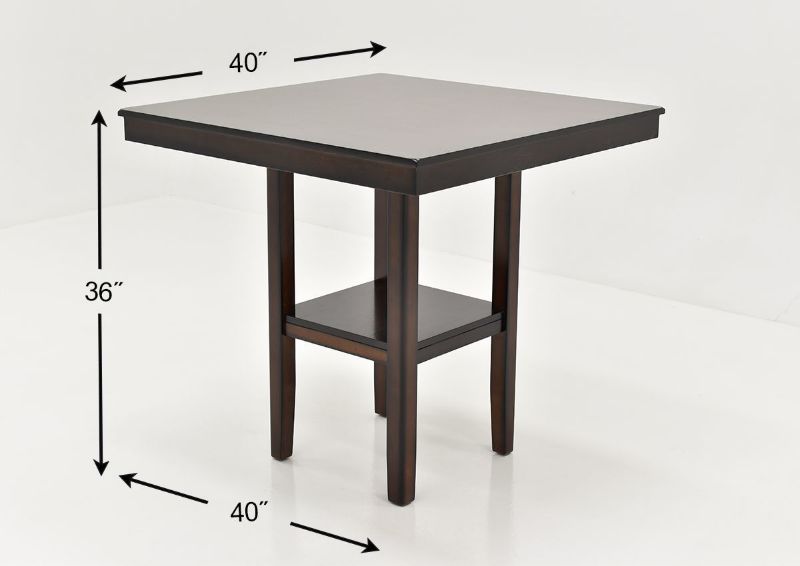 Dimension Details of the Tahoe Counter Height Dining Table in Dark Brown by Crown Mark | Home Furniture Plus Bedding