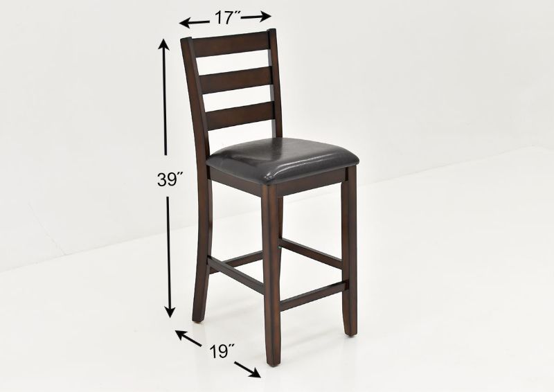 Dimension Details of the Tahoe Counter Height Barstool in Dark Brown by Crown Mark | Home Furniture Plus Bedding